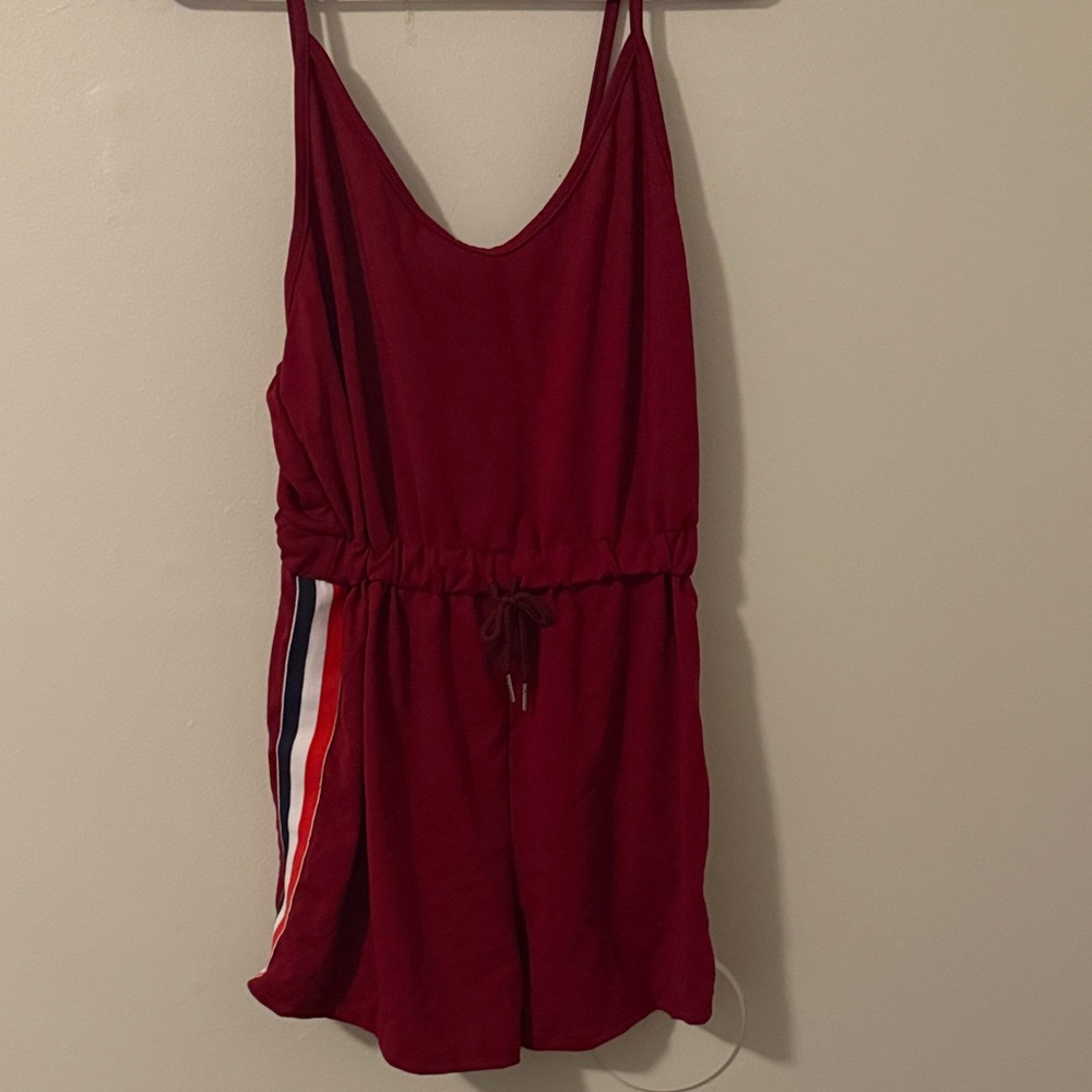 Red One Piece with Striped Detail